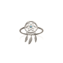 Bague attrape-rêve en argent 925/000 rhodié et pierre d'imitation turquoise. Attrape-rêve Rond Turquoise  Adolescent Adulte Femme Fille Indémodable Symboles 