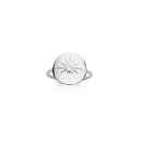 Bague avec motif d'étoile en argent 925/000 rhodié surmontée d'un oxyde de zirconium blanc. Etoile Rond  Adolescent Adulte Femme Fille Indémodable Nature 