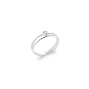 Bague double rangs en argent 925/000 rhodié surmontée d'un trèfle à 4 feuilles pavé d'oxydes de zirconium blancs. Strass Trèfle  Adolescent Adulte Femme Fille Indémodable Symboles 