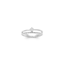 Bague double rangs en argent 925/000 rhodié surmontée d'un trèfle à 4 feuilles pavé d'oxydes de zirconium blancs. Strass Trèfle  Adolescent Adulte Femme Fille Indémodable Symboles 