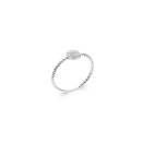 Bague au contour tressé en argent 925/000 rhodié surmontée de pavage rond d'oxydes de zirconium blancs. Rond Strass  Adolescent Adulte Femme Fille Indémodable 