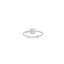 Bague au contour tressé en argent 925/000 rhodié surmontée de pavage rond d'oxydes de zirconium blancs. Rond Strass  Adolescent Adulte Femme Fille Indémodable 