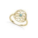 Bague attrape rêve en plaqué or et pierre d'imitation turquoise. Attrape-rêve Rond Turquoise  Adolescent Adulte Femme Fille Indémodable Symboles 