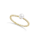 Bague boules en plaqué or et perle synthétique blanche. Boule Perle  Adolescent Adulte Femme Fille Indémodable 