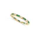 Bague en plaqué or jaune 18 carats pavée d'oxydes de zirconium blancs et pierres de couleur verte. Strass  Adolescent Adulte Femme Fille Indémodable 