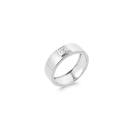 Bague en argent 925/000 rhodié surmontée d'un oxyde de zirconium blanc serti clos de forme carré. Carré Strass  Adolescent Adulte Femme Fille Indémodable 