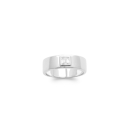 Bague en argent 925/000 rhodié surmontée d'un oxyde de zirconium blanc serti clos de forme carré. Carré Strass  Adolescent Adulte Femme Fille Indémodable 
