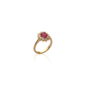 Bague en plaqué-or, oxydes de zirconium et pierre synthétique. Marguerite Ovale  Adulte Femme Indémodable 
