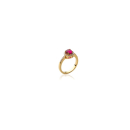 Bague en plaqué or, oxyde de zirconium et pierre synthétique. Rond  Adulte Femme Indémodable 