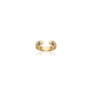 Bague en plaqué or et turquoise synthétique. Anneau  Adolescent Adulte Femme Fille Indémodable 