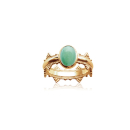 Bague couronne en plaqué or 18 carats sertie d'une véritable aventurine verte. Ovale  Adolescent Adulte Femme Fille Indémodable 