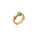 Bague couronne en plaqué or 18 carats sertie d'une véritable aventurine verte. Ovale  Adolescent Adulte Femme Fille Indémodable 