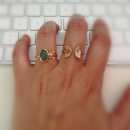 Bague couronne en plaqué or 18 carats sertie d'une véritable aventurine verte. Ovale  Adolescent Adulte Femme Fille Indémodable 