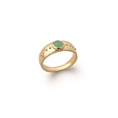Bague en plaqué or et aventurine. Rond  Adolescent Adulte Femme Fille Indémodable 