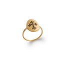 Bague ovale en plaqué or et croix en pierres synthétiques noires. Croix Ovale  Adolescent Adulte Femme Fille Indémodable Religion Symboles 
