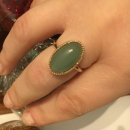 Bague en plaqué or 18 carats sertie d'une véritable aventurine de forme ovale. Ovale  Adolescent Adulte Femme Fille Indémodable 