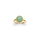 Bague en plaqué or et aventurine. Rond  Adolescent Adulte Femme Fille Indémodable 