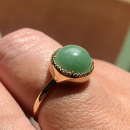 Bague en plaqué or et aventurine. Rond  Adolescent Adulte Femme Fille Indémodable 