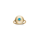 Bague en plaqué or et pierre synthétique. Rond  Adolescent Adulte Femme Fille Indémodable 