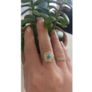 Bague en plaqué or et pierre synthétique. Rond  Adolescent Adulte Femme Fille Indémodable 