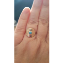Bague en plaqué or et pierre synthétique. Rond  Adolescent Adulte Femme Fille Indémodable 