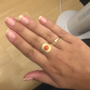 Bague en plaqué or et pierre synthétique. Rond  Adolescent Adulte Femme Fille Indémodable 