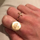 Bague pastille ronde avec motif arbre de vie en plaqué or 18 carats. Arbre Rond  Adolescent Adulte Femme Fille Indémodable Nature Symboles 