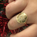 Bague pastille ronde avec motif arbre de vie en plaqué or 18 carats. Arbre Rond  Adolescent Adulte Femme Fille Indémodable Nature Symboles 