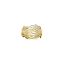 Bague couronne branche de laurier en plaqué or jaune 18 carats et certaines feuilles pavées d'oxydes de zirconium blancs. Laurier Rond Strass  Adolescent Adulte Femme Fille Indémodable Nature 