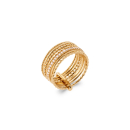 Bague semainier composée de 7 anneaux en plaqué or jaune 18 carats de différents motifs et dont un pavé d'oxydes de zirconium blancs. Lot Semainier Strass  Adolescent Adulte Femme Fille Indémodable 