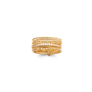 Bague semainier composée de 7 anneaux en plaqué or jaune 18 carats de différents motifs et dont un pavé d'oxydes de zirconium blancs. Lot Semainier Strass  Adolescent Adulte Femme Fille Indémodable 