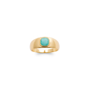 Bague en plaqué or jaune 18 carats surmontée d'une véritable pierre d'amazonite sertie clos. Carré  Adolescent Adulte Femme Fille Indémodable 