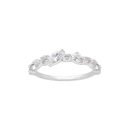 Bague en argent 925/000 rhodié surmontée d'oxydes de zirconium blancs sertis griffes. Rond Strass  Adolescent Adulte Femme Fille Indémodable 