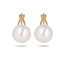 Boucles d'oreilles pendantes fermoir clip en plaqué or jaune 18 carats surmontées d'une perle de Majorque d'imitation de couleur blanche. Boule Pendantes Perle  Adolescent Adulte Femme Fille Indémodable 