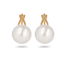 Boucles d'oreilles pendantes fermoir clip en plaqué or jaune 18 carats surmontées d'une perle de Majorque d'imitation de couleur blanche. Boule Pendantes Perle  Adolescent Adulte Femme Fille Indémodable 