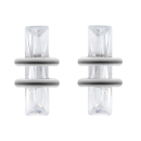Boucles d'oreilles puces en argent 925/000 rhodié et un oxyde de zirconium blanc. Pendantes Rectangle  Adolescent Adulte Femme Fille Indémodable 