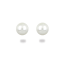 Boucles d'oreilles puces en argent 925/000 rhodié surmontées de perles de Majorque d'imitation. Boule Perle Puce  Adolescent Adulte Femme Fille Indémodable 