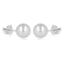 Boucles d'oreilles puces en argent 925/000 rhodié avec une perle d'imitation de Majorque grise. Boule Perle Puce  Adolescent Adulte Femme Fille Indémodable 