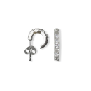 Boucles d'oreilles créoles ouvertes en argent 925/000 rhodié pavées d'oxydes de zirconium blancs. Créoles Pendantes Strass  Adolescent Adulte Femme Fille Indémodable 