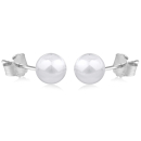 Boucles d'oreilles puces en argent 925/000 rhodié. Boule Perle Puce Rond  Adolescent Adulte Femme Fille Indémodable 
