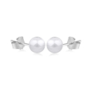 Boucles d'oreilles puces en argent 925/000 rhodié. Boule Perle Puce Rond  Adolescent Adulte Femme Fille Indémodable 