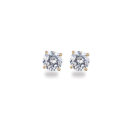 Boucles d'oreilles puces en plaqué or jaune 18 carats serties 4 griffes d'un oxyde de zirconium blanc. Puce Strass  Adolescent Adulte Femme Fille Indémodable 