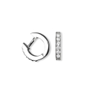 Boucles d'oreilles créoles en argent 925/000 rhodié et pavées en partie d'oxydes de zirconium blancs. Créoles Pendantes Strass  Adolescent Adulte Femme Fille Indémodable 