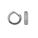Boucles d'oreilles créoles en argent 925/000 rhodié et pavées en partie d'oxydes de zirconium blancs. Créoles Pendantes Strass  Adolescent Adulte Femme Fille Indémodable 