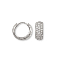 Boucles d'oreilles créoles fil carré en argent 925/000 rhodié pavées d'oxydes de zirconium blancs. Créoles Pendantes Strass  Adolescent Adulte Femme Fille Indémodable 