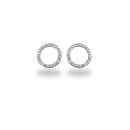 Boucles d'oreilles en forme de cercle en argent 925/000 rhodié pavées d'oxydes de zirconium blancs. Cercle Pendantes Rond Strass  Adolescent Adulte Femme Fille Indémodable 