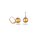 Boucles d'oreilles dormeuses avec boule en plaqué or jaune 18 carats. Boule Pendantes Rond  Adolescent Adulte Femme Fille Indémodable 