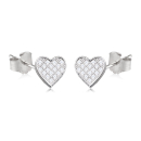 Boucles d'oreilles pendantes en forme de cœur en argent 925/000 rhodié pavées d'oxydes de zirconium blancs. Coeur Pendantes Strass  Adolescent Adulte Amour Femme Fille Indémodable 