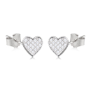 Boucles d'oreilles pendantes en forme de cœur en argent 925/000 rhodié pavées d'oxydes de zirconium blancs. Coeur Pendantes Strass  Adolescent Adulte Amour Femme Fille Indémodable 