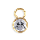 Pendentif en plaqué or jaune 18 carats serti clos d'un oxyde de zirconium blanc. Rond Strass  Adolescent Adulte Femme Fille Indémodable 